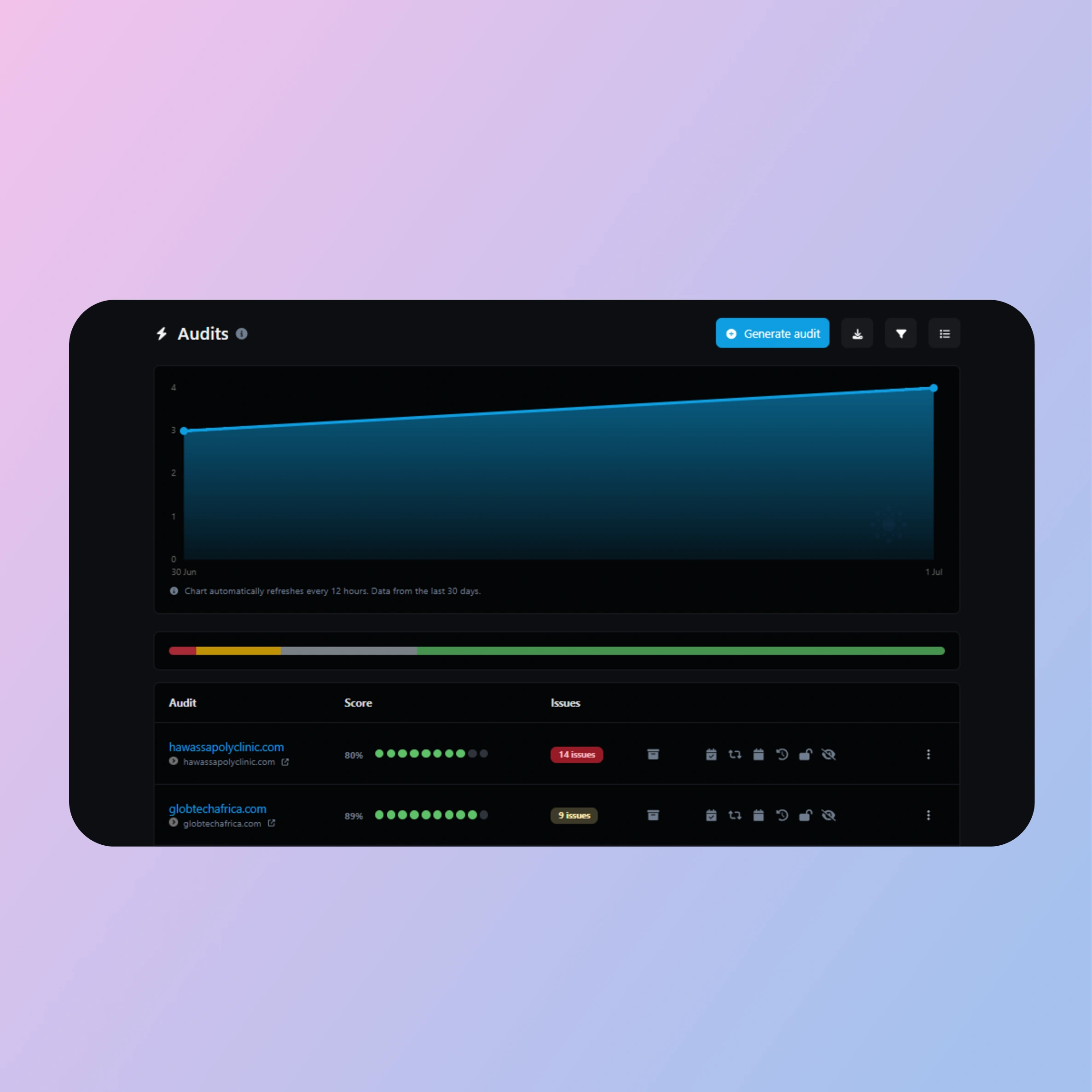 Screenshot of the public app audit page